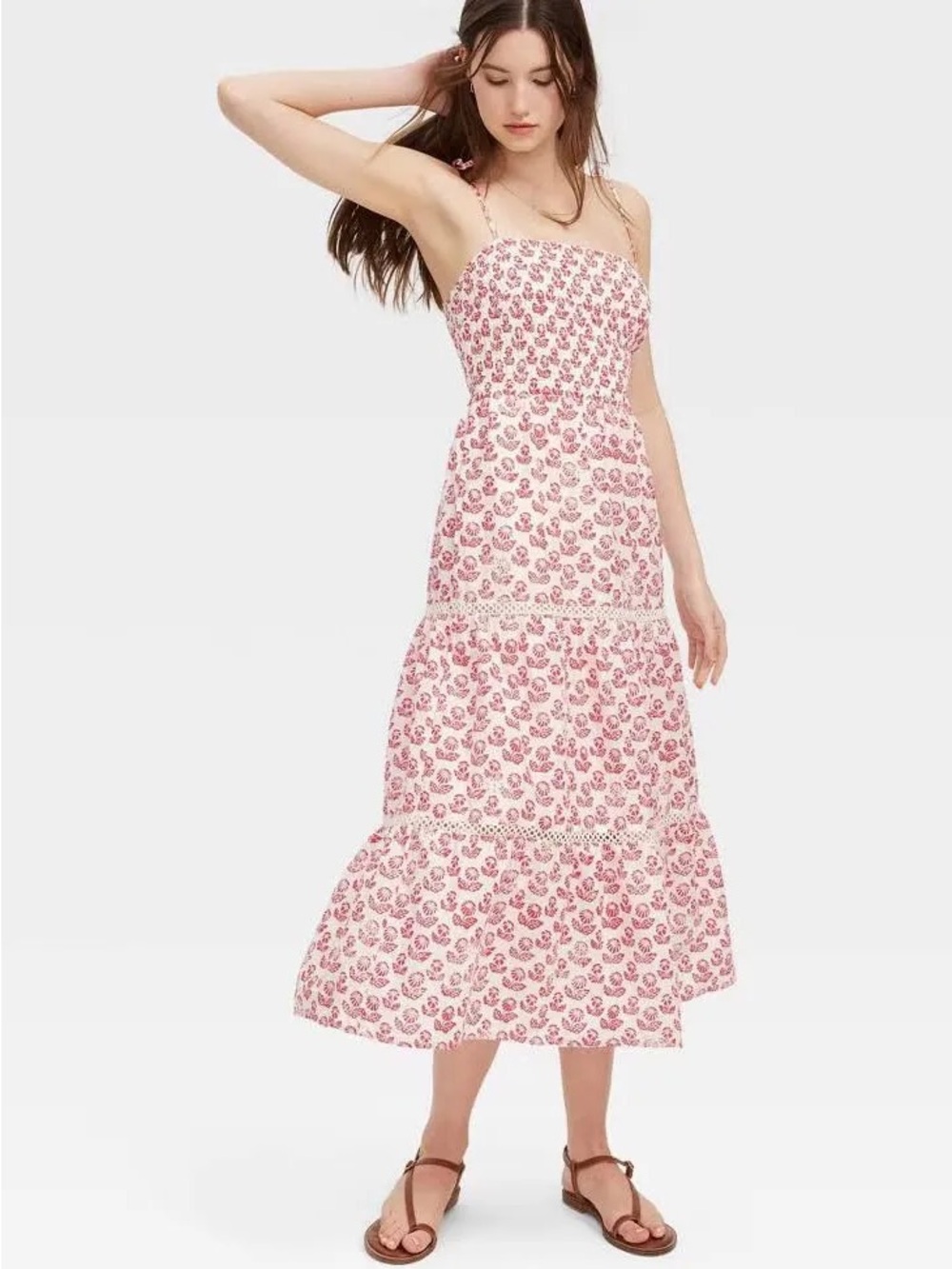 NWOT Roller Rabbit+ Target collab Pink Floral Tiered Midi Sundress size small